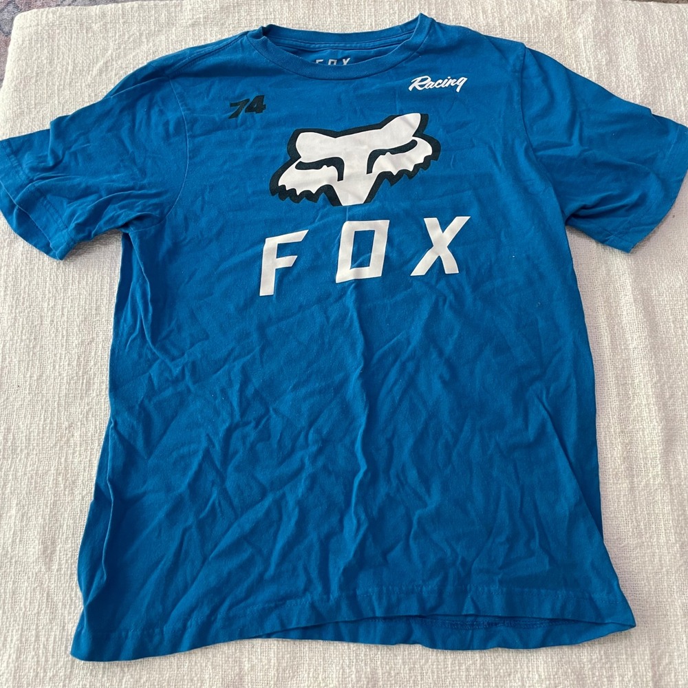 Fox Racing Kids Blue Graphic T-Shirt Short Sleeve Logo Tee YXL 74 Racing